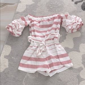Pink and white striped romper! No tags never worn